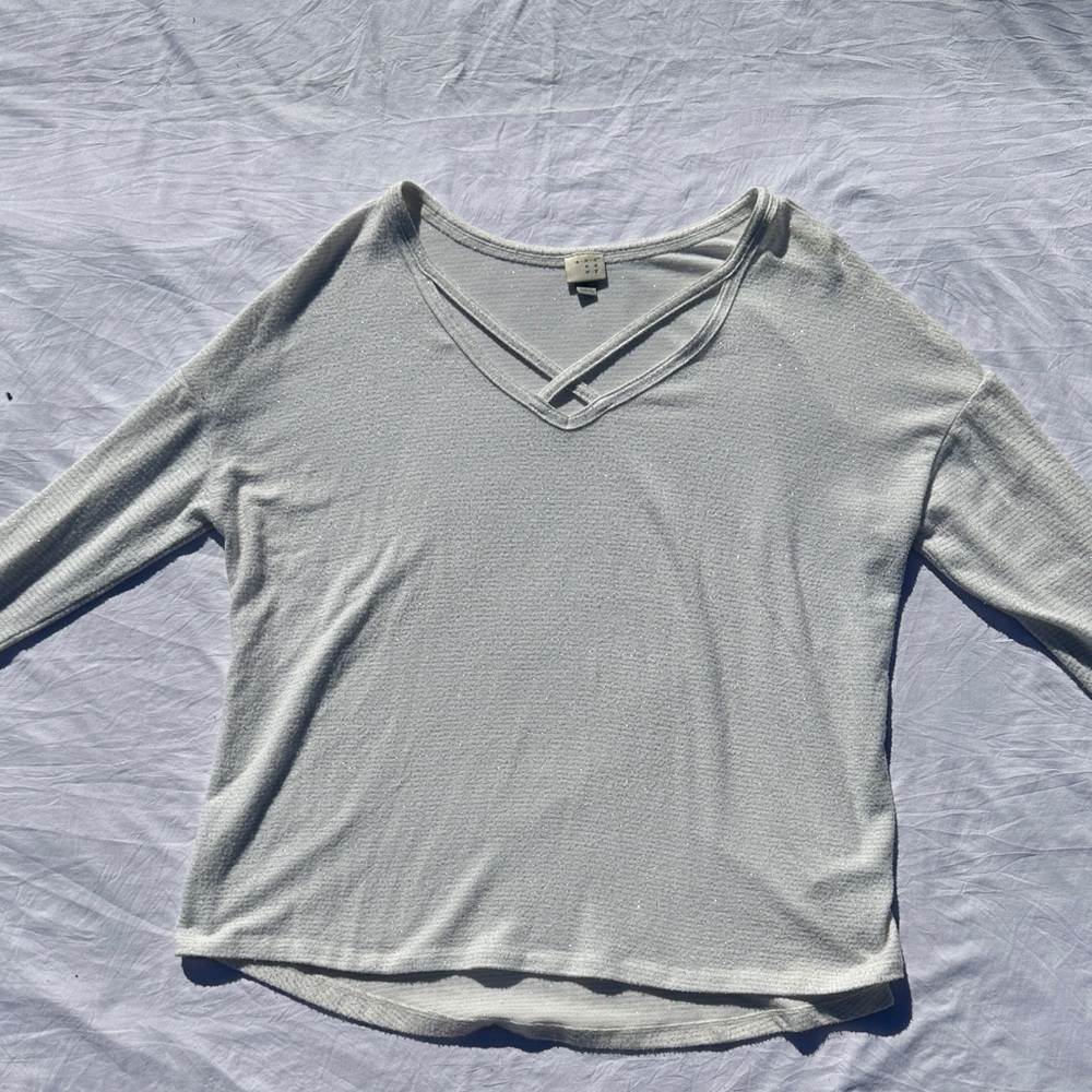Target Women's Light White  Gray V-Neck Top